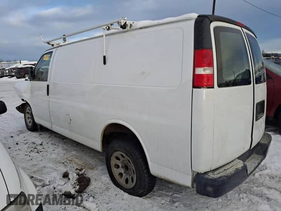 2013 Chevrolet Express Cargo with VIN 1GCSHAF48D1192950, listed as a Copart auction lot 41707185 with Not provided miles and Salvage title. Bid and sale history available at DreamBid. Image 2.