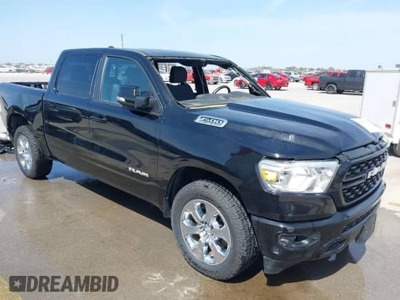 2022 Ram 1500 Big Horn with VIN 1C6RREFT1NN190128, listed as a IAAI auction lot 41797356 with 56,217 mi miles and . Bid and sale history available at DreamBid. Image 1.