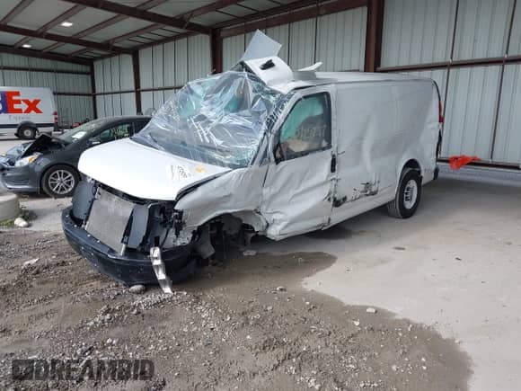 2023 Chevrolet Express Cargo with VIN 1GCWGAFP9P1107729, listed as a IAAI auction lot 42725297 with Not provided miles and . Bid and sale history available at DreamBid. Image 2.