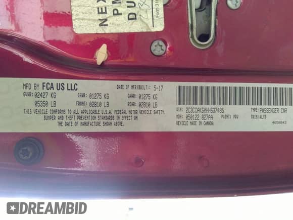 2017 Chrysler 300 C с VIN 2C3CCAKG0HH637485, выставлен на аукционе IAAI как лот 42424501 с пробегом Не указан миль и . История ставок и продаж доступна на DreamBid. Изображение 9.