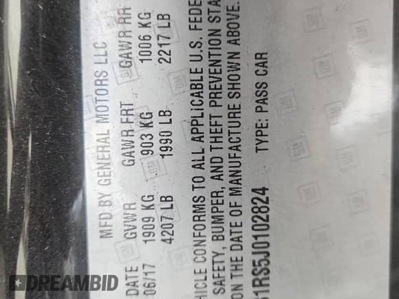 2018 Chevrolet Camaro 1LT with VIN 1G1FB1RS5J0102824, listed as a Copart auction lot 82388185 with 109,024 mi miles and Salvage title. Bid and sale history available at DreamBid. Image 12.