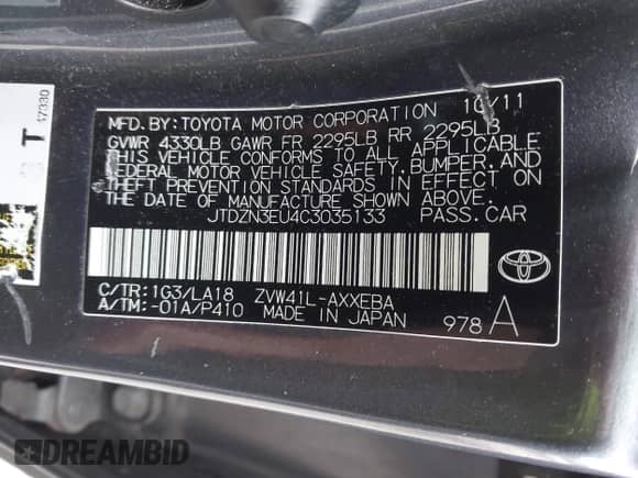 2012 Toyota Prius Two с VIN JTDZN3EU4C3035133, выставлен на аукционе IAAI как лот 43573337 с пробегом 195 213 миль миль и . История ставок и продаж доступна на DreamBid. Изображение 9.