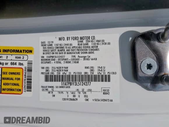 2020 Ford Mustang GT Premium с VIN 1FATP8FF3L5124277, выставлен на аукционе Copart как лот 61865115 с пробегом 85 300 миль миль и Списание • Salvage title. История ставок и продаж доступна на DreamBid. Изображение 12.