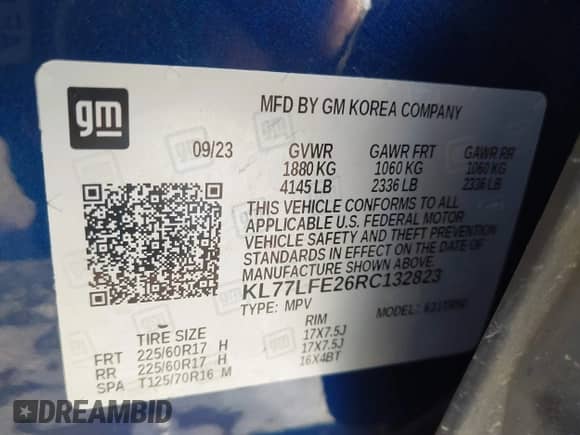 2024 Chevrolet Trax LS с VIN KL77LFE26RC132823, выставлен на аукционе IAAI как лот 42985130 с пробегом 58 692 миль миль и . История ставок и продаж доступна на DreamBid. Изображение 9.
