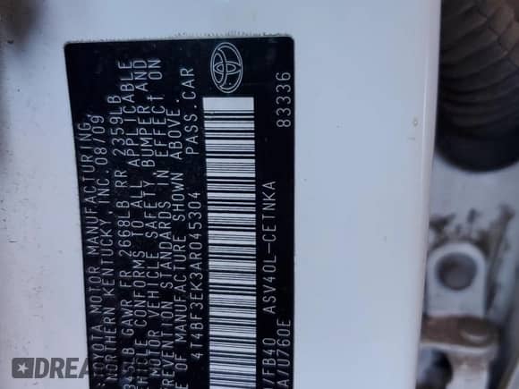 2010 Toyota Camry with VIN 4T4BF3EK3AR045304, listed as a Copart auction lot 86599755 with 165,812 mi miles and Clean title. Bid and sale history available at DreamBid. Image 12.