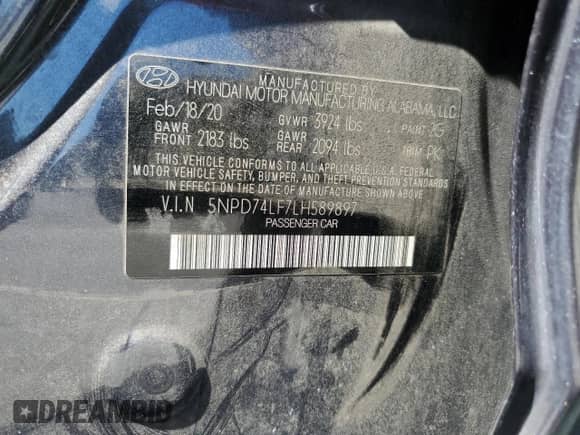 2020 Hyundai Elantra SE с VIN 5NPD74LF7LH589897, выставлен на аукционе Copart как лот 86146755 с пробегом 96 504 миль миль и На запчасти • Non repairable. История ставок и продаж доступна на DreamBid. Изображение 13.