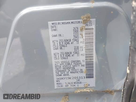 2022 Nissan Pathfinder SL с VIN 5N1DR3CC3NC205313, выставлен на аукционе IAAI как лот 42326804 с пробегом 51 135 миль миль и . История ставок и продаж доступна на DreamBid. Изображение 9.