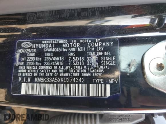 2019 Hyundai Kona Limited с VIN KM8K33A5XKU274342, выставлен на аукционе Copart как лот 66129155 с пробегом 93 033 миль миль и Списание • Salvage title. История ставок и продаж доступна на DreamBid. Изображение 12.