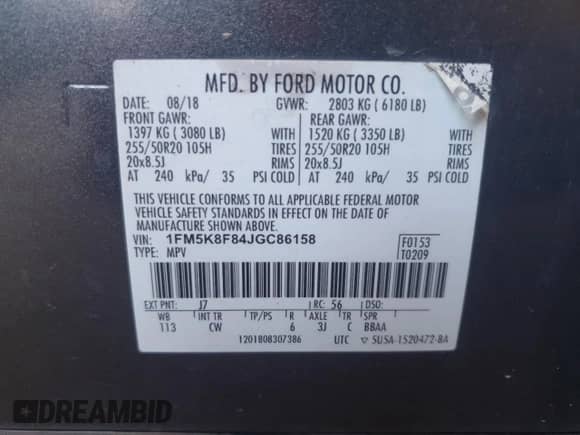 2018 Ford Explorer Limited z VIN 1FM5K8F84JGC86158, wystawiony jako Copart lot #81842015 z przebiegiem 169 703 mil mil oraz Czysty tytuł • Clean title. Historia ofert i sprzedaży dostępna na DreamBid. Obrazek 13.