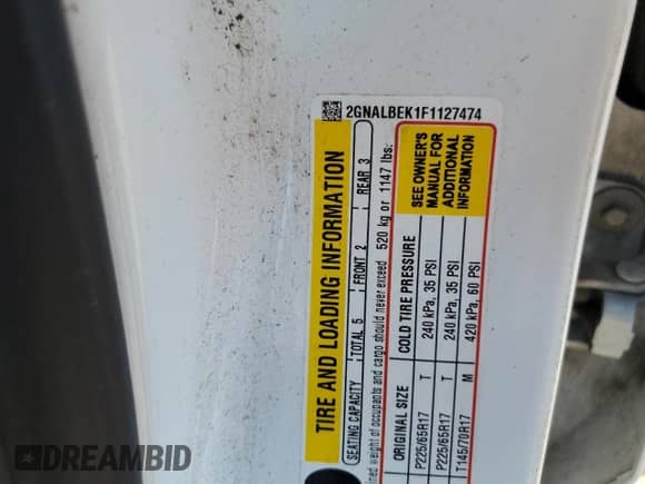 2015 Chevrolet Equinox LT z VIN 2GNALBEK1F1127474, wystawiony jako Copart lot #71088505 z przebiegiem 173 498 mil mil oraz Czysty tytuł • Clean title. Historia ofert i sprzedaży dostępna na DreamBid. Obrazek 13.