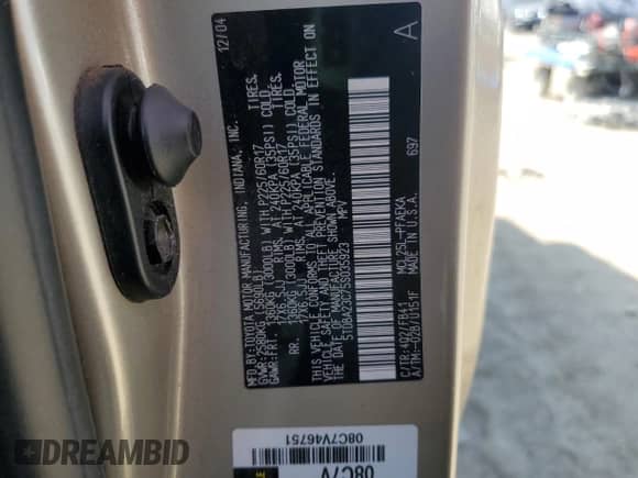 2005 Toyota Sienna LE with VIN 5TDBA23C75S035923, listed as a Copart auction lot 47545705 with 189,615 mi miles and Salvage title. Bid and sale history available at DreamBid. Image 15.