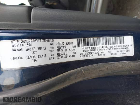 2002 Jeep Grand Cherokee Sport with VIN 1J4GW38S42C166263, listed as a IAAI auction lot 42521707 with 267,842 mi miles and . Bid and sale history available at DreamBid. Image 9.
