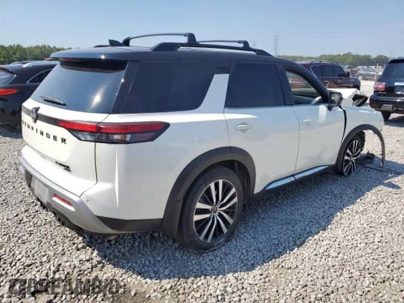 2023 Nissan Pathfinder Platinum with VIN 5N1DR3DJ6PC255770, listed as a Copart auction lot 69117205 with Not provided miles and Salvage title. Bid and sale history available at DreamBid. Image 3.