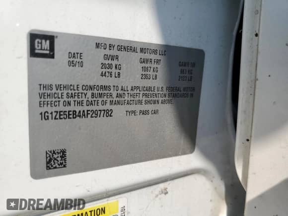 2010 Chevrolet Malibu LTZ with VIN 1G1ZE5EB4AF297782, listed as a Copart auction lot 81122305 with 219,176 mi miles and Salvage title. Bid and sale history available at DreamBid. Image 12.