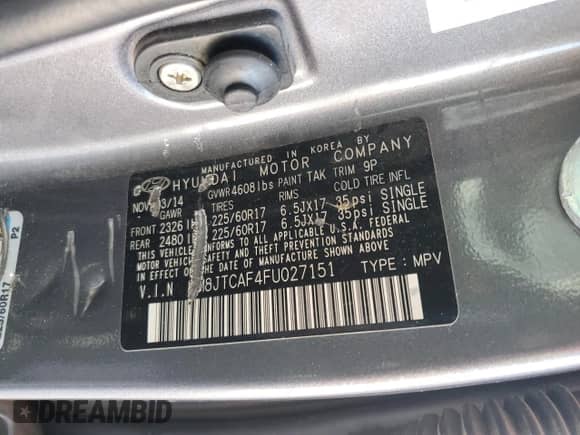 2015 Hyundai Tucson GLS z VIN KM8JTCAF4FU027151, wystawiony jako Copart lot #65459855 z przebiegiem 81 756 mil mil oraz Szkoda całkowita • Salvage title. Historia ofert i sprzedaży dostępna na DreamBid. Obrazek 12.