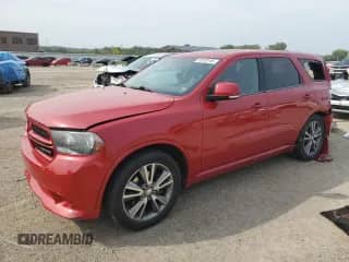 2013 Dodge Durango R/T with VIN 1C4SDJCTXDC695150, listed as a Copart auction lot 80105185 with 121,554 mi miles and Salvage title. Bid and sale history available at DreamBid. Image 1.