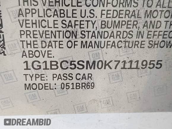 2019 Chevrolet Cruze LS с VIN 1G1BC5SM0K7111955, выставлен на аукционе IAAI как лот 43356434 с пробегом 144 562 миль миль и . История ставок и продаж доступна на DreamBid. Изображение 9.