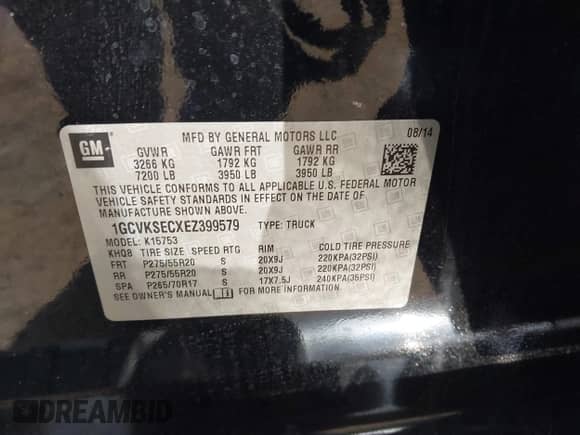 2014 Chevrolet Silverado 1500 LTZ z VIN 1GCVKSECXEZ399579, wystawiony jako IAAI lot #42442708 z przebiegiem 167 046 mil mil oraz . Historia ofert i sprzedaży dostępna na DreamBid. Obrazek 9.