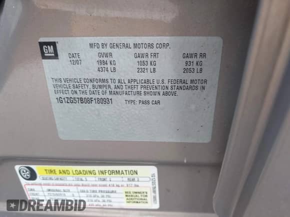 2008 Chevrolet Malibu 1FL с VIN 1G1ZG57B08F180931, выставлен на аукционе IAAI как лот 42578438 с пробегом 74 279 миль миль и . История ставок и продаж доступна на DreamBid. Изображение 9.