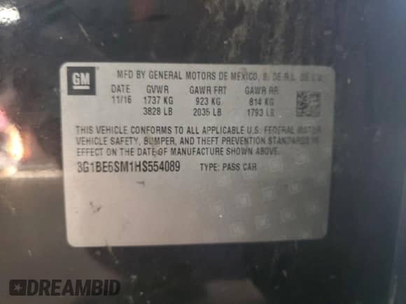 2017 Chevrolet Cruze LT with VIN 3G1BE6SM1HS554089, listed as a Copart auction lot 90700535 with 139,524 mi miles and Clean title. Bid and sale history available at DreamBid. Image 12.