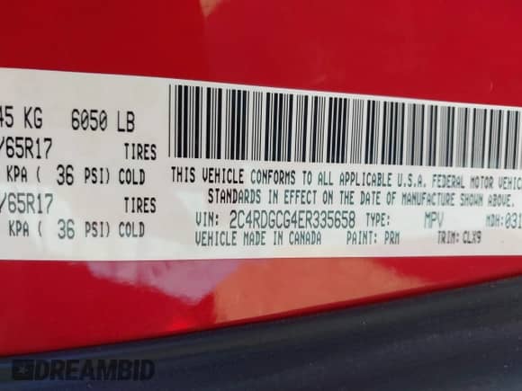 2014 Dodge Grand Caravan SXT 30th Anniversary with VIN 2C4RDGCG4ER335658, listed as a IAAI auction lot 43380204 with 129,746 mi miles and . Bid and sale history available at DreamBid. Image 9.