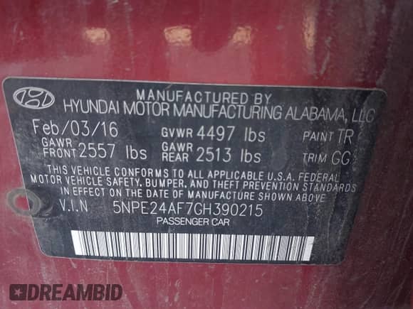 2016 Hyundai Sonata SE с VIN 5NPE24AF7GH390215, выставлен на аукционе IAAI как лот 42950202 с пробегом 161 362 миль миль и . История ставок и продаж доступна на DreamBid. Изображение 9.