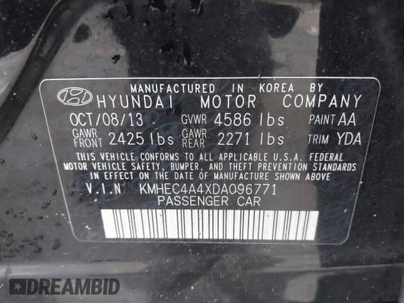 2013 Hyundai Sonata Limited z VIN KMHEC4A4XDA096771, wystawiony jako IAAI lot #42669086 z przebiegiem 157 104 mil mil oraz . Historia ofert i sprzedaży dostępna na DreamBid. Obrazek 9.