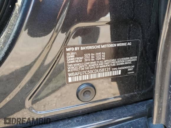 2012 BMW 5 Series 535i xDrive с VIN WBAFU7C50CDU58131, выставлен на аукционе Copart как лот 67617895 с пробегом 108 958 миль миль и Списание • Salvage title. История ставок и продаж доступна на DreamBid. Изображение 12.