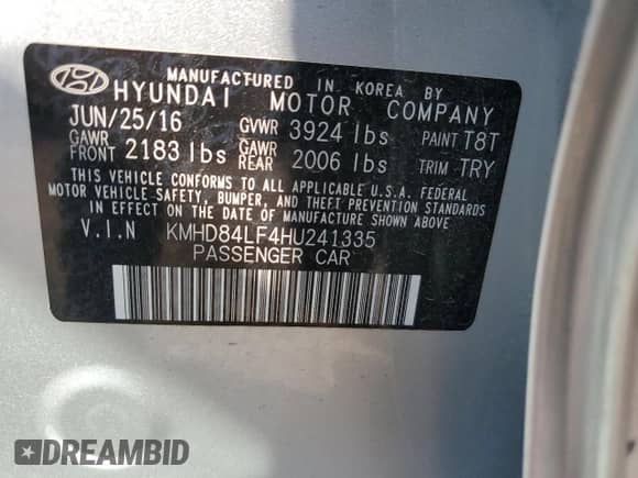 2017 Hyundai Elantra Limited с VIN KMHD84LF4HU241335, выставлен на аукционе Copart как лот 71693245 с пробегом 70 259 миль миль и Списание • Salvage title. История ставок и продаж доступна на DreamBid. Изображение 13.