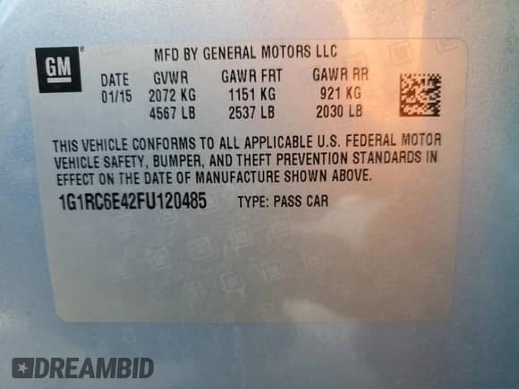 2015 Chevrolet Volt z VIN 1G1RC6E42FU120485, wystawiony jako Copart lot #75588563 z przebiegiem Nie podano mil oraz . Historia ofert i sprzedaży dostępna na DreamBid. Obrazek 13.