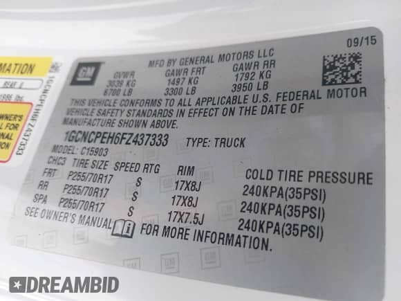 2015 Chevrolet Silverado 1500 Work Truck с VIN 1GCNCPEH6FZ437333, выставлен на аукционе IAAI как лот 41866525 с пробегом 76 526 миль миль и . История ставок и продаж доступна на DreamBid. Изображение 9.