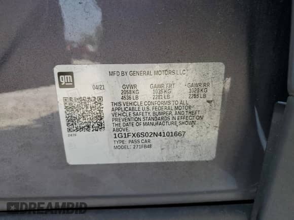 2022 Chevrolet Bolt EV 2LT z VIN 1G1FX6S02N4101667, wystawiony jako Copart lot #57550763 z przebiegiem 22 651 mil mil oraz . Historia ofert i sprzedaży dostępna na DreamBid. Obrazek 13.