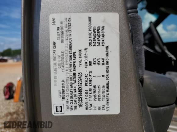 1999 Chevrolet S-10 LS Xtreme с VIN 1GCCS1449X8209405, выставлен на аукционе Copart как лот 66291485 с пробегом 112 297 миль миль и Списание • Salvage title. История ставок и продаж доступна на DreamBid. Изображение 12.