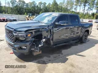 2025 Ram 1500 Big Horn с VIN 1C6RREFG4SN179459, выставлен на аукционе Copart как лот 81678535 с пробегом 648 миль миль и Списание • Salvage title. История ставок и продаж доступна на DreamBid. Изображение 1.