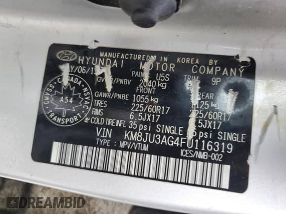 2015 Hyundai Tucson Limited z VIN KM8JU3AG4FU116319, wystawiony jako Copart lot #82408955 z przebiegiem 246 622 mil mil oraz Czysty tytuł • Clean title. Historia ofert i sprzedaży dostępna na DreamBid. Obrazek 13.