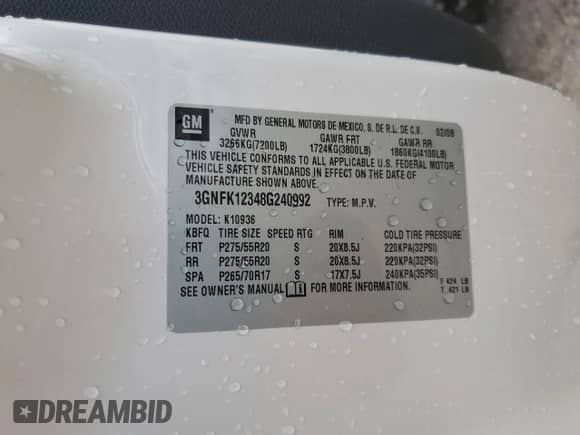 2008 Chevrolet Avalanche 3LT with VIN 3GNFK12348G240992, listed as a Copart auction lot 56640005 with 163,687 mi miles and Salvage title. Bid and sale history available at DreamBid. Image 12.