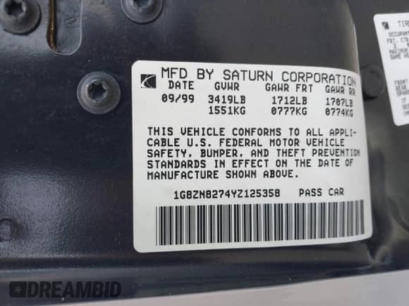 2000 Saturn SW с VIN 1G8ZN8274YZ125358, выставлен на аукционе IAAI как лот 42594615 с пробегом 120 506 миль миль и . История ставок и продаж доступна на DreamBid. Изображение 9.