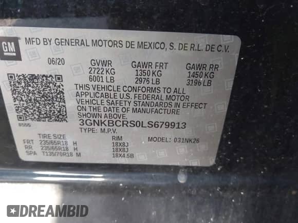 2020 Chevrolet Blazer LT с VIN 3GNKBCRS0LS679913, выставлен на аукционе IAAI как лот 42733912 с пробегом 103 002 миль миль и . История ставок и продаж доступна на DreamBid. Изображение 9.