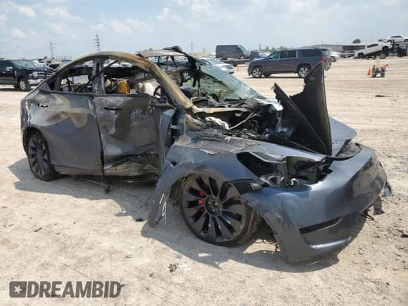 2023 Tesla Model Y Performance with VIN 7SAYGDEF5PF829521, listed as a Copart auction lot 65978264 with Not provided miles and Non repairable. Bid and sale history available at DreamBid. Image 4.