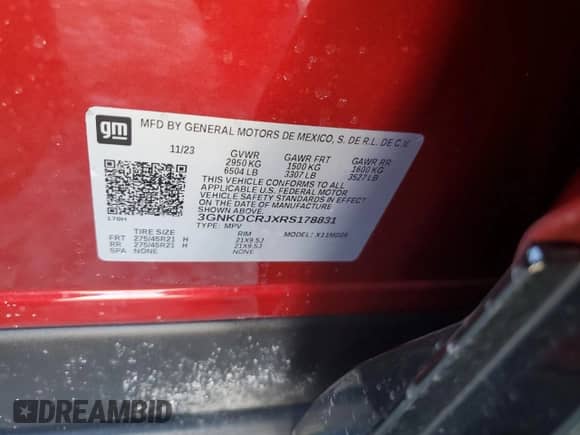 2024 Chevrolet Blazer EV eAWD RS z VIN 3GNKDCRJXRS178831, wystawiony jako Copart lot #41864935 z przebiegiem Nie podano mil oraz Szkoda całkowita • Salvage title. Historia ofert i sprzedaży dostępna na DreamBid. Obrazek 15.