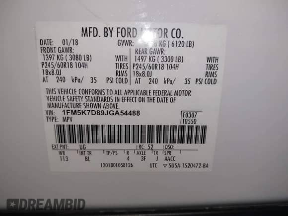 2018 Ford Explorer XLT с VIN 1FM5K7D89JGA54488, выставлен на аукционе IAAI как лот 42558280 с пробегом 56 106 миль миль и . История ставок и продаж доступна на DreamBid. Изображение 9.