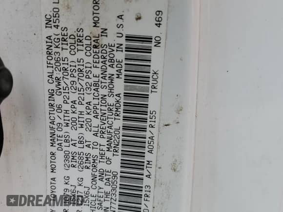 2007 Toyota Tacoma с VIN 5TENX22N77Z330590, выставлен на аукционе Copart как лот 85956505 с пробегом 180 739 миль миль и Чистый • Clean title. История ставок и продаж доступна на DreamBid. Изображение 12.