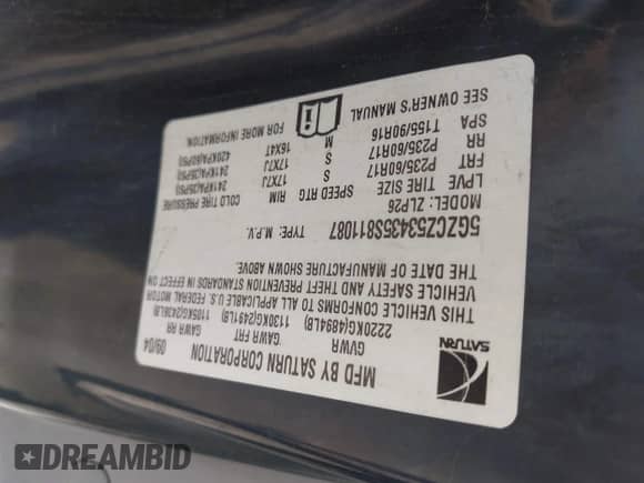 2005 Saturn VUE с VIN 5GZCZ53435S811087, выставлен на аукционе IAAI как лот 42142012 с пробегом 216 371 миль миль и . История ставок и продаж доступна на DreamBid. Изображение 9.