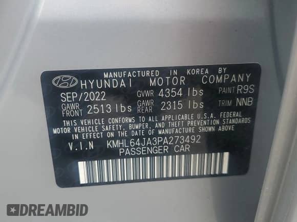 2023 Hyundai Sonata SEL с VIN KMHL64JA3PA273492, выставлен на аукционе Copart как лот 67066805 с пробегом 58 411 миль миль и На запчасти • Non repairable. История ставок и продаж доступна на DreamBid. Изображение 12.