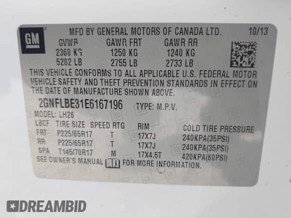 2014 Chevrolet Equinox LT с VIN 2GNFLBE31E6167196, выставлен на аукционе IAAI как лот 43503263 с пробегом 136 539 миль миль и . История ставок и продаж доступна на DreamBid. Изображение 9.
