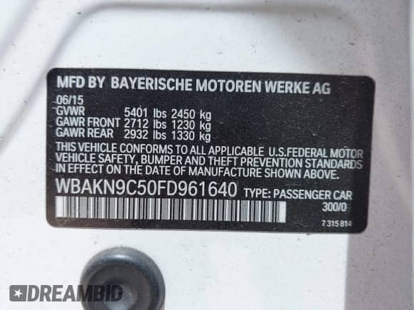 2015 BMW 5 Series 550i с VIN WBAKN9C50FD961640, выставлен на аукционе IAAI как лот 42575540 с пробегом 159 024 миль миль и . История ставок и продаж доступна на DreamBid. Изображение 9.