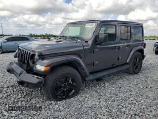 2021 Jeep Wrangler Unlimited Sahara with VIN 1C4HJXEG2MW729537, listed as a Copart auction lot 57131645 with 49,179 mi miles and Salvage title. Bid and sale history available at DreamBid. Image 1.