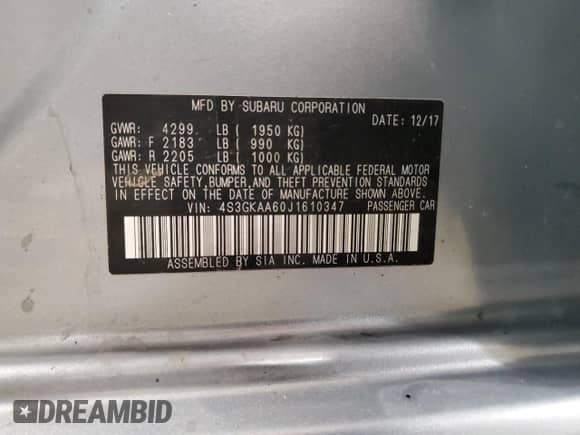 2018 Subaru Impreza with VIN 4S3GKAA60J1610347, listed as a Copart auction lot 67769725 with 131,985 mi miles and Salvage title. Bid and sale history available at DreamBid. Image 13.