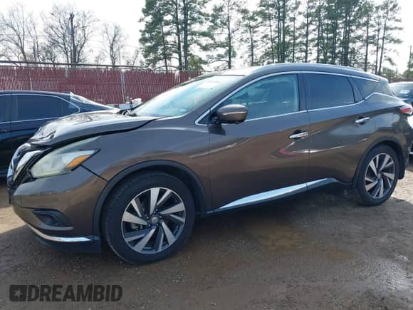 2015 Nissan Murano Platinum with VIN 5N1AZ2MGXFN243612, listed as a IAAI auction lot 41427694 with 145,902 mi miles and . Bid and sale history available at DreamBid. Image 2.
