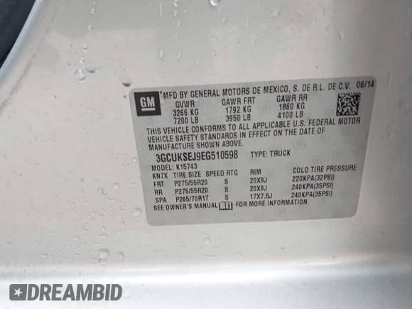 2014 Chevrolet Silverado 1500 LTZ z VIN 3GCUKSEJ9EG510598, wystawiony jako IAAI lot #42383269 z przebiegiem 133 052 mil mil oraz . Historia ofert i sprzedaży dostępna na DreamBid. Obrazek 9.